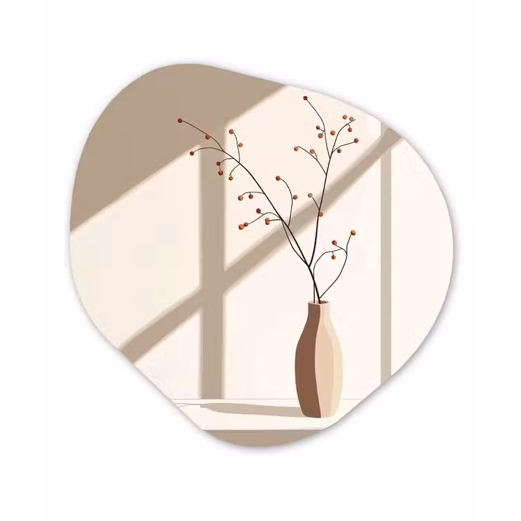 Organisch schilderij – Vaas - Takken - Bessen - Minimalistisch — 1