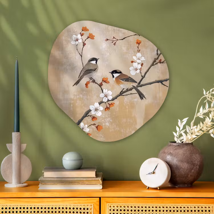 Organische vorm - Aluminium - Vogels - Bloesemtak - Bloemen - Oranje — 2