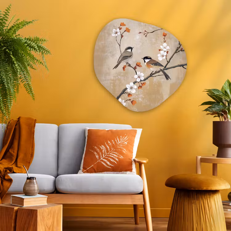 Organische vorm - Aluminium - Vogels - Bloesemtak - Bloemen - Oranje — 3