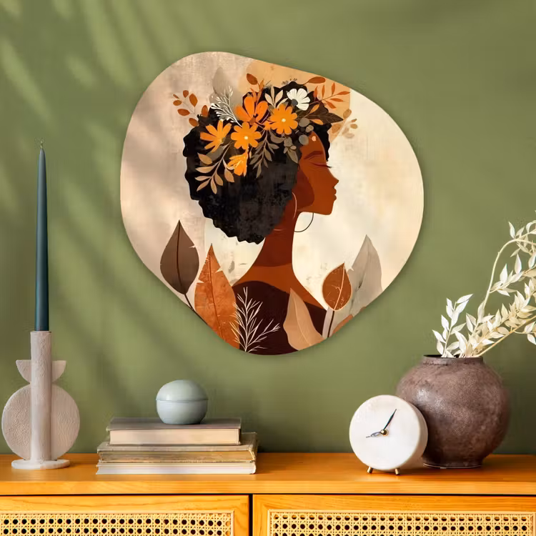 Organische vorm - Aluminium - Vrouw - Krullen - Bloemen - Beige — 2