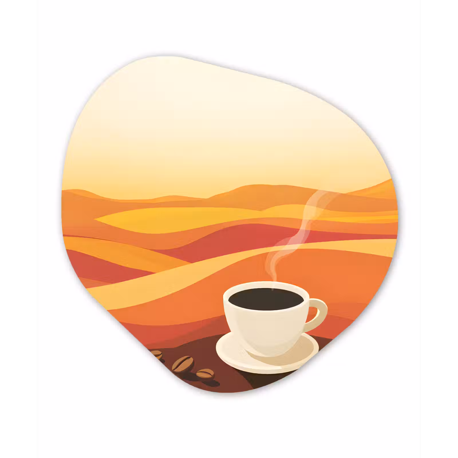 Organisch schilderij – Koffie - Landschap - Oranje - Koffiebonen — 1