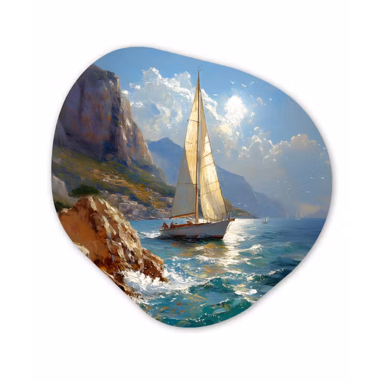 Organische vorm - Aluminium - Zeilschip - Zee - Rotsen - Wolken — 1