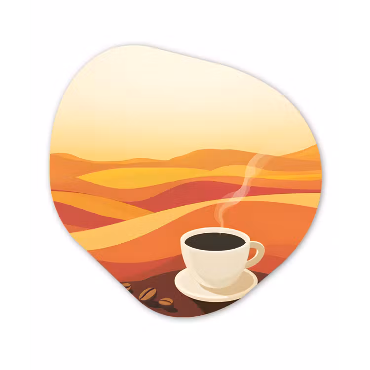 Organisch schilderij – Koffie - Landschap - Oranje - Koffiebonen — 1