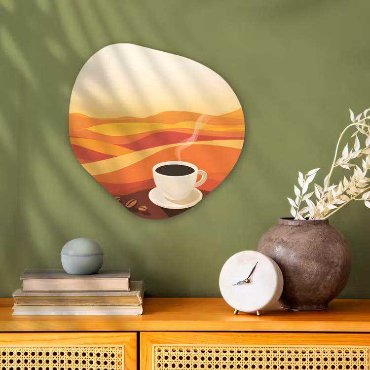 Organisch schilderij – Koffie - Landschap - Oranje - Koffiebonen — 2