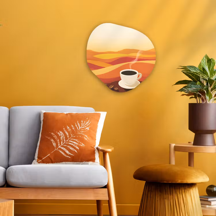 Organisch schilderij – Koffie - Landschap - Oranje - Koffiebonen — 3