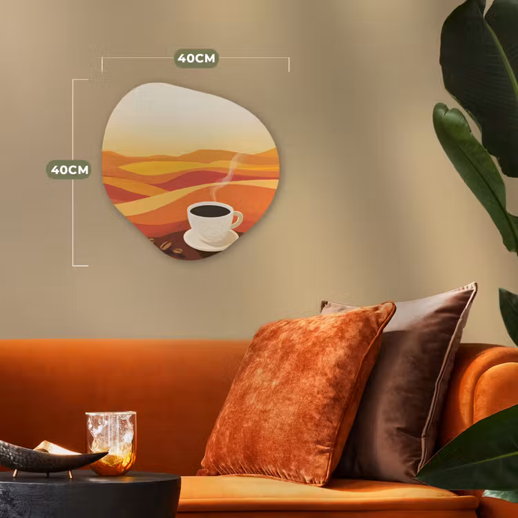 Organisch schilderij – Koffie - Landschap - Oranje - Koffiebonen — 4
