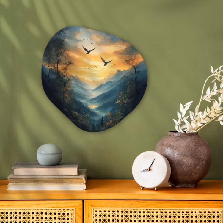 Organisch schilderij – Vogels - Zon - Bomen - Groen — 2
