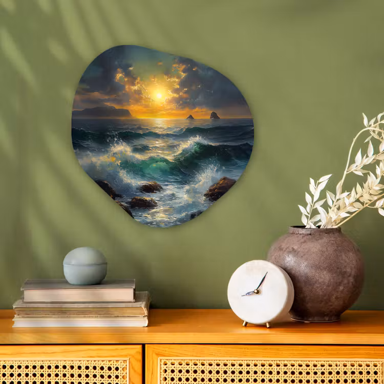 Organisch schilderij – Zee - Zon - Golven - Rotsen — 2
