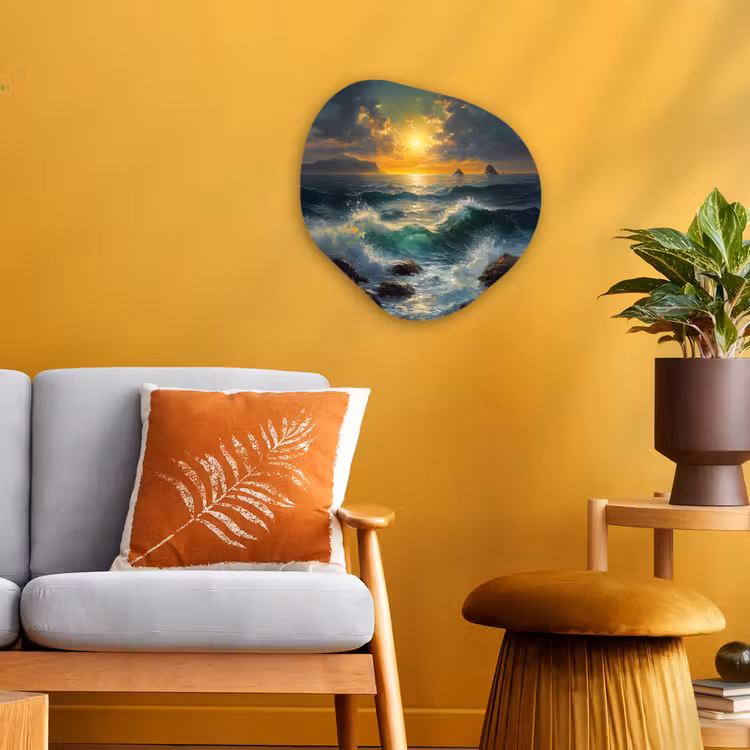 Organisch schilderij – Zee - Zon - Golven - Rotsen — 3