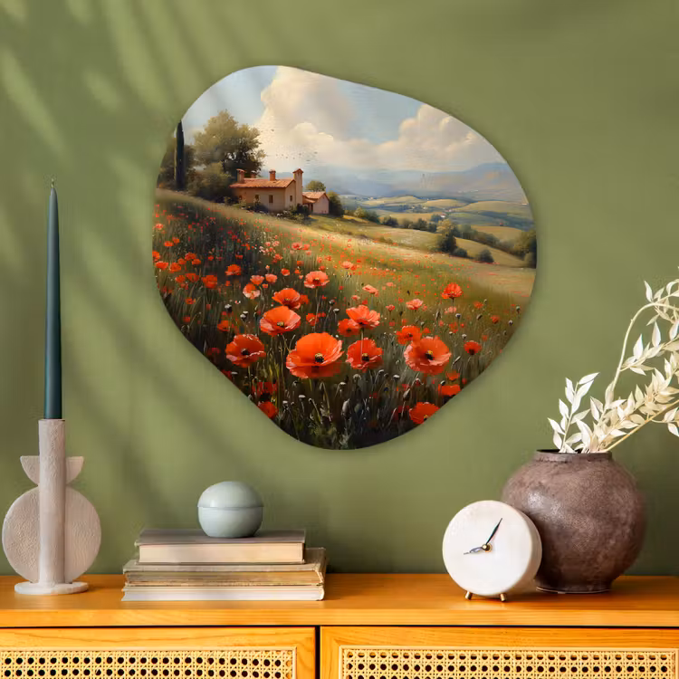 Organische vorm - Aluminium - Klaprozen - Rood - Heuvels - Landschap — 2