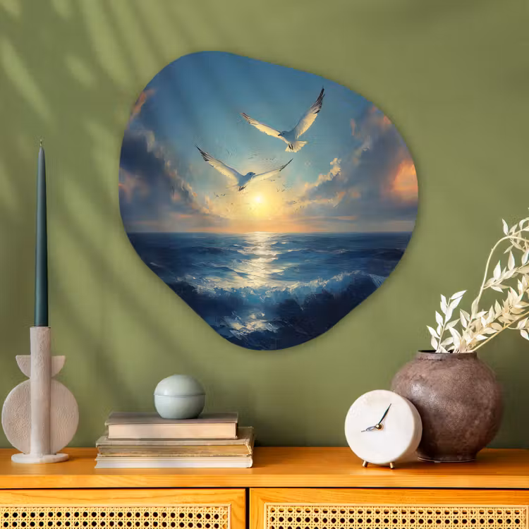 Organische vorm - Aluminium - Meeuwen - Zee - Wolken -Blauw — 2