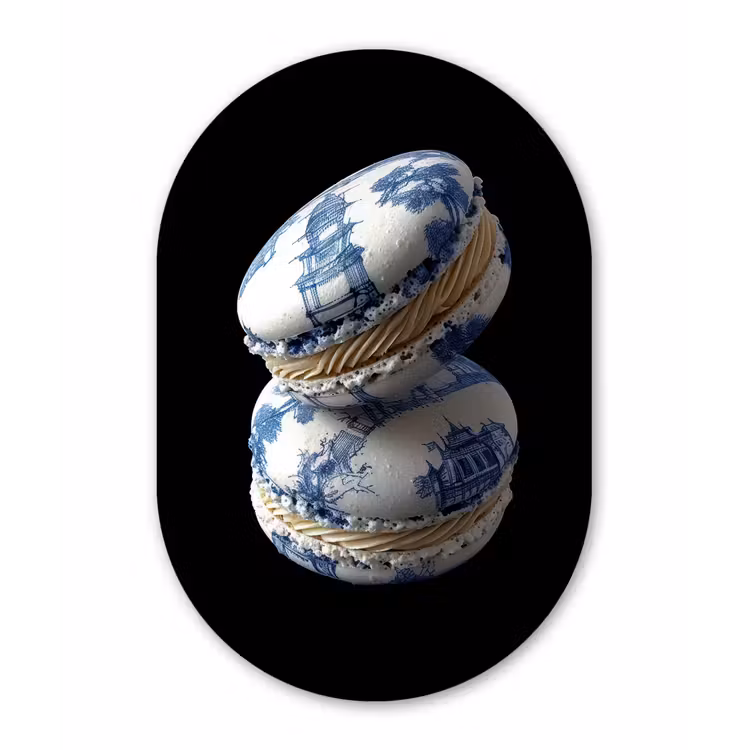 Muurovaal - aluminium - Eten - Macarons - Delfts blauw - Koekjes