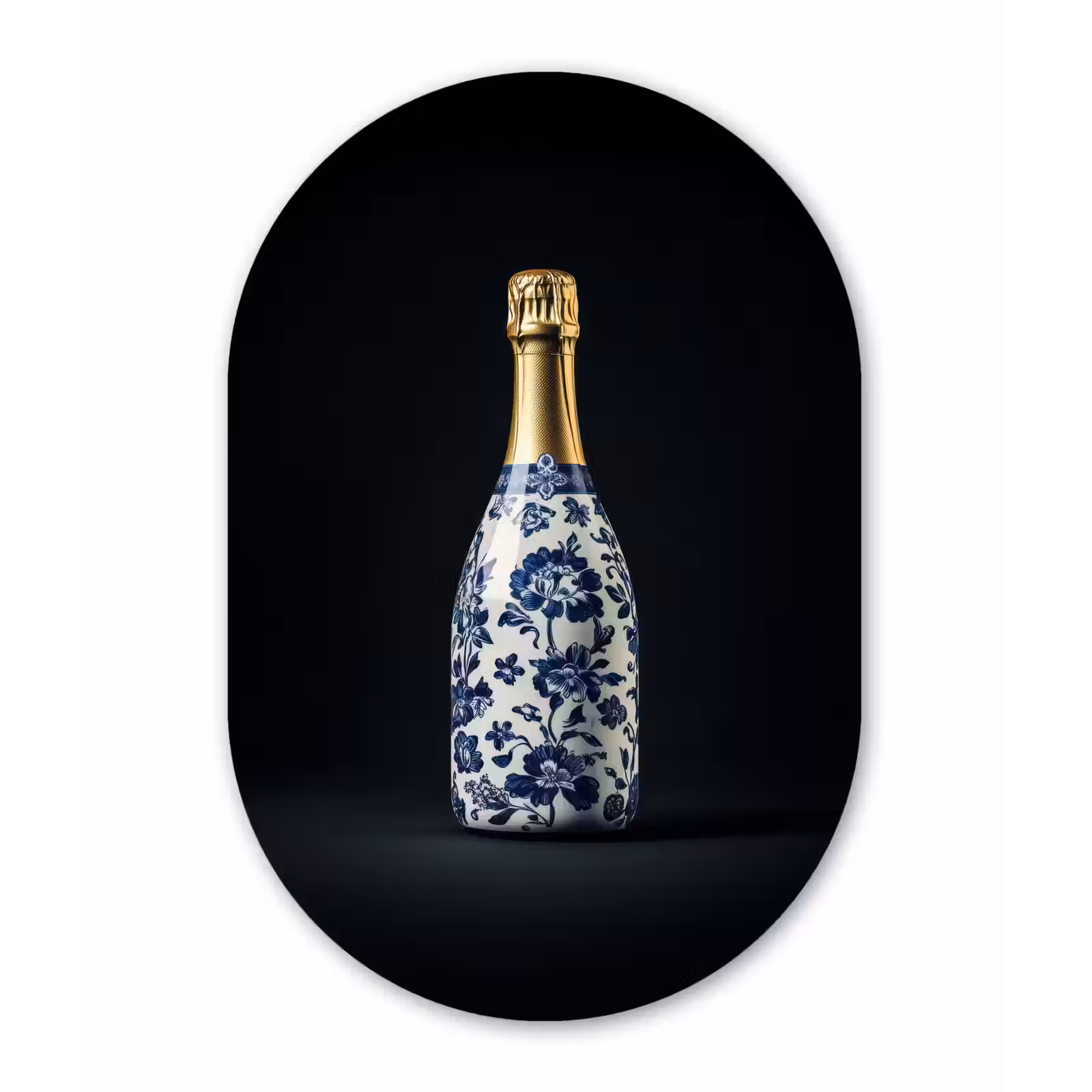 Muurovaal - aluminium - Champagne - Bloemen - Goud - Chique — 1