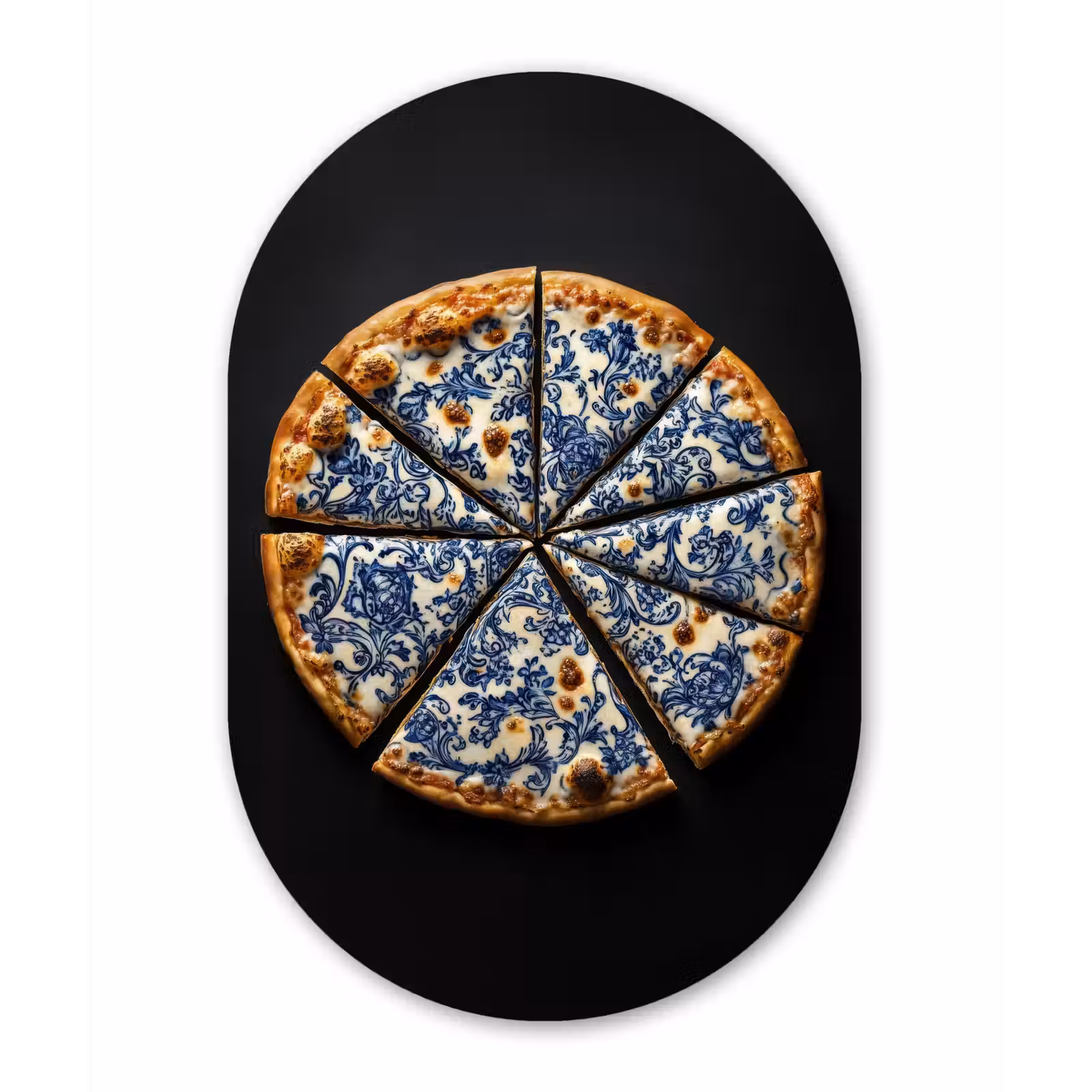 Muurovaal - aluminium - Pizza - Eten - Delftsblauw — 1