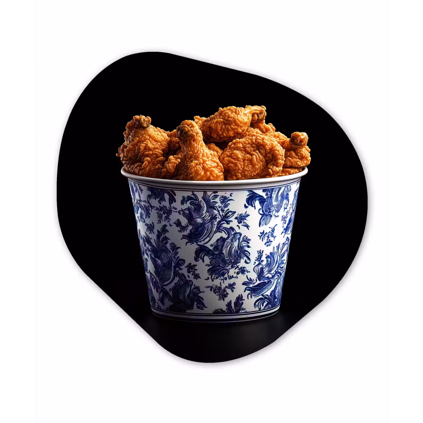 Organische vorm - schilderij - Aluminium - Kip - Bucket - Delfts blauw - Lekker — 1