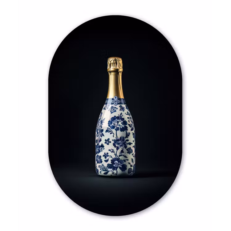 Muurovaal - aluminium - Champagne - Bloemen - Goud - Chique
