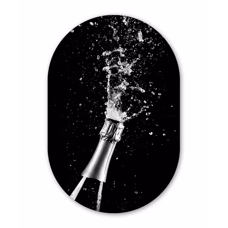 Muurovaal - aluminium - Champagne - Zwart - Spetters - Popping — 1