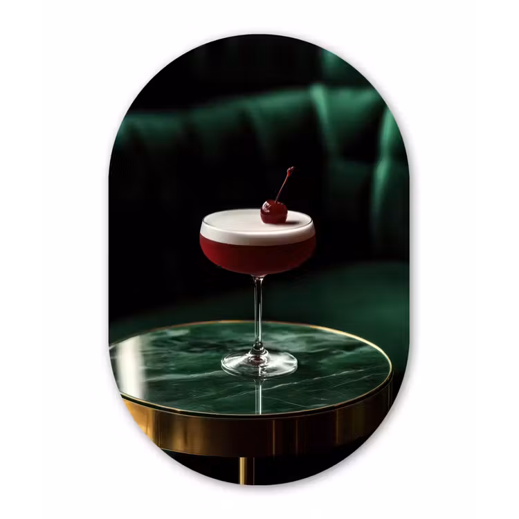 Muurovaal - aluminium - Kers - Cocktail - Rood - Marmer — 1
