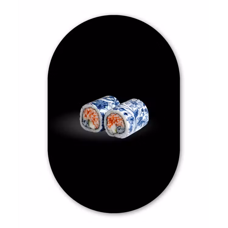 Muurovaal - aluminium - Sushi - Delfts blauw - Rijst - Vis - Elegant