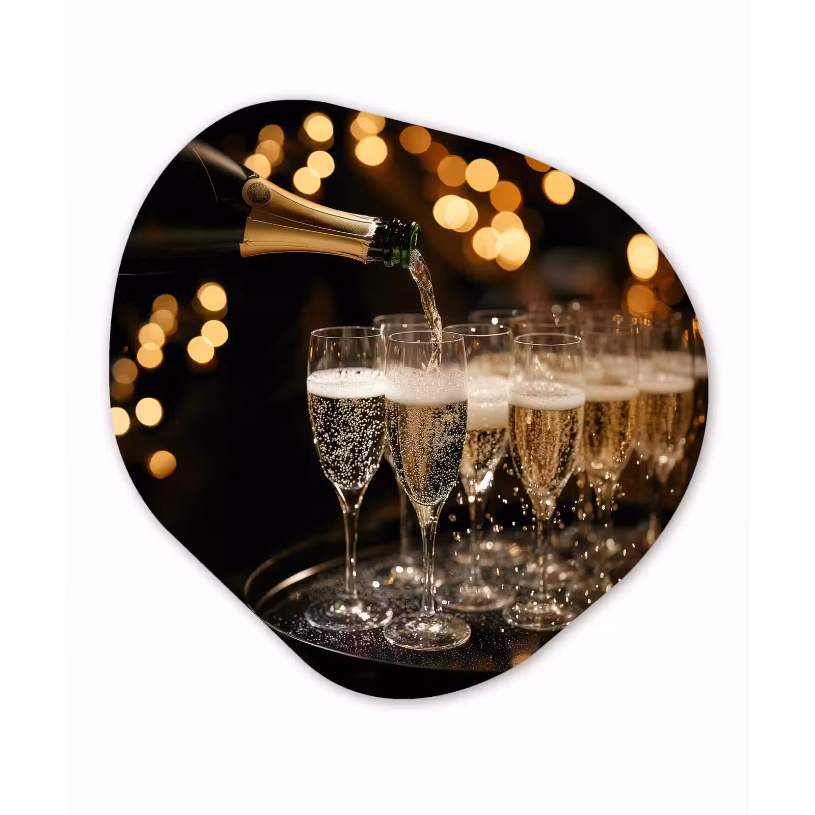 Organische vorm - schilderij - Aluminium - Lichtjes - Champagne - Glazen — 1