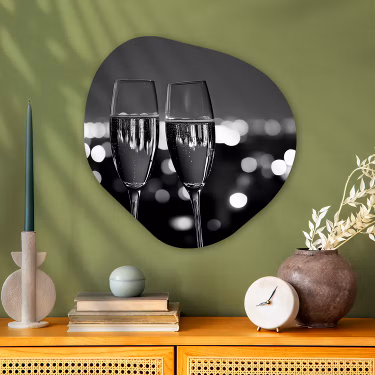 Organische vorm - schilderij - Aluminium - Bubbels - Proosten - Champagneglazen - Stadslichten — 2