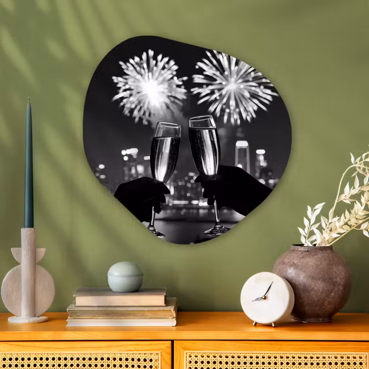 Organische vorm - schilderij - Aluminium - Vuurwerk - Proosten - Skyline - Champagne — 2