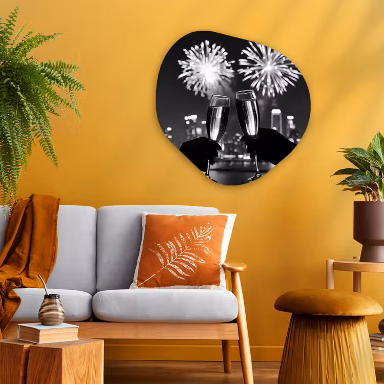 Organische vorm - schilderij - Aluminium - Vuurwerk - Proosten - Skyline - Champagne — 3
