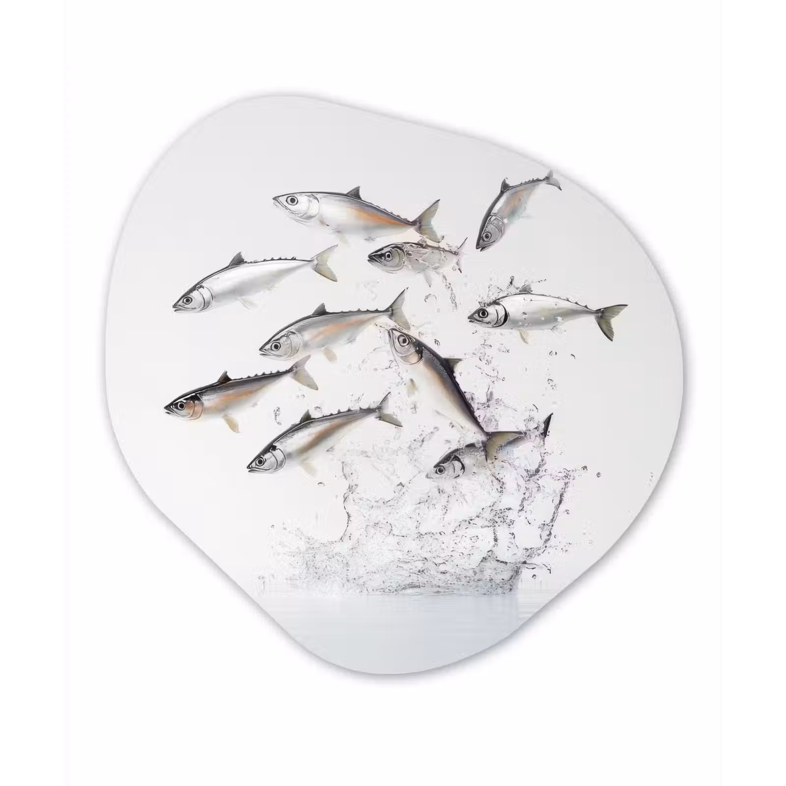 Organische vorm - schilderij - Aluminium - Vissen - Water - Wit — 1