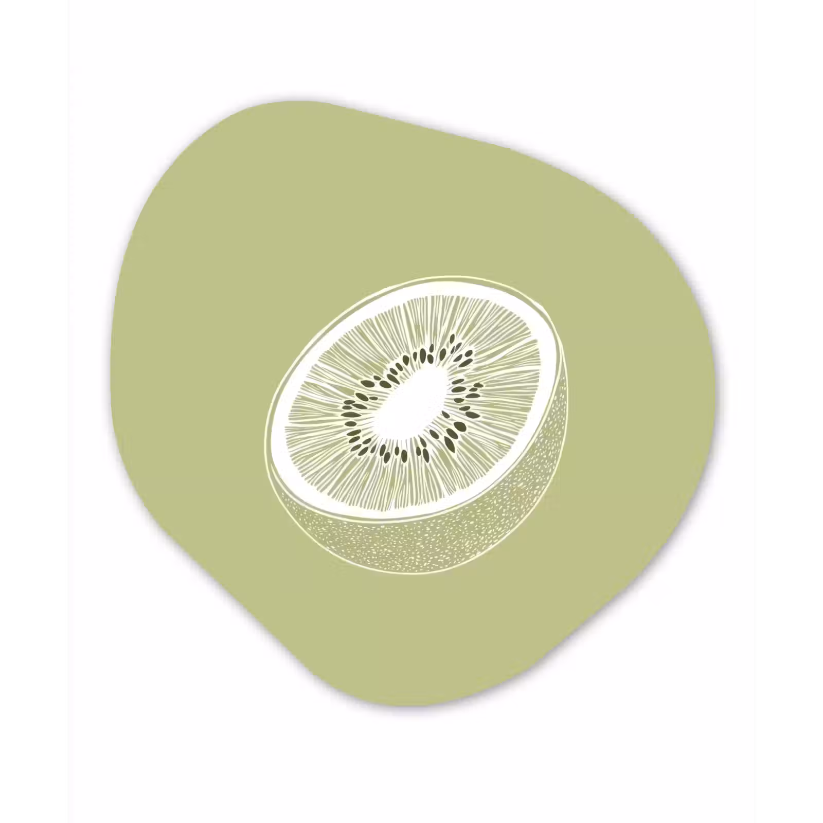 Organisch schilderij – Kiwi - Lijntekening - Minimalistisch - Groen — 1