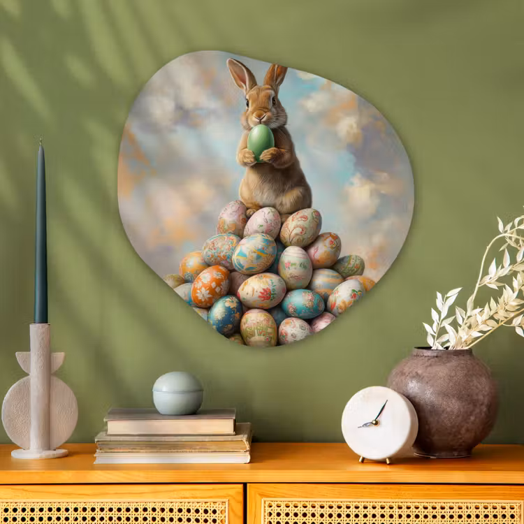 Organische vorm - schilderij - Aluminium - Konijn - Eieren - Kleurrijk — 2
