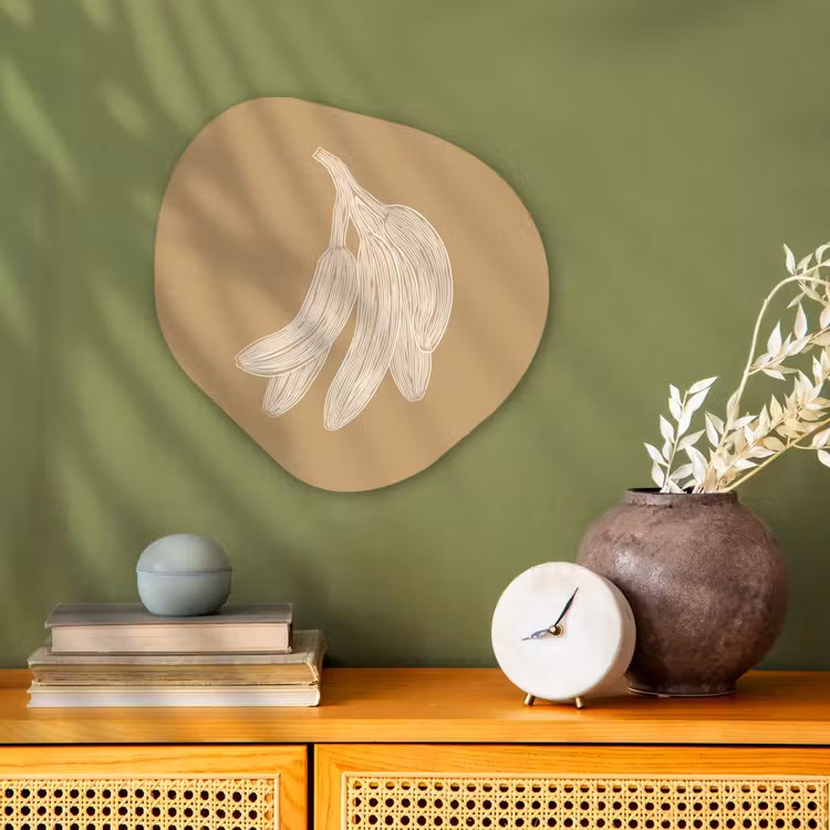 Organisch schilderij – Bananen - Beige - Lijntekening - Minimalistisch — 2