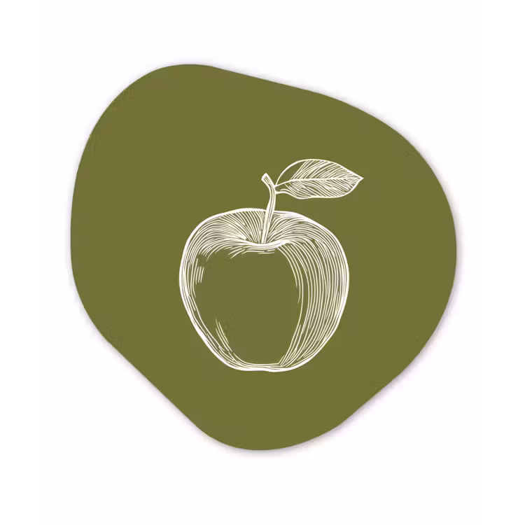 Organisch schilderij – Lijntekening - Appel - Olijfgroen - Blaadje — 1