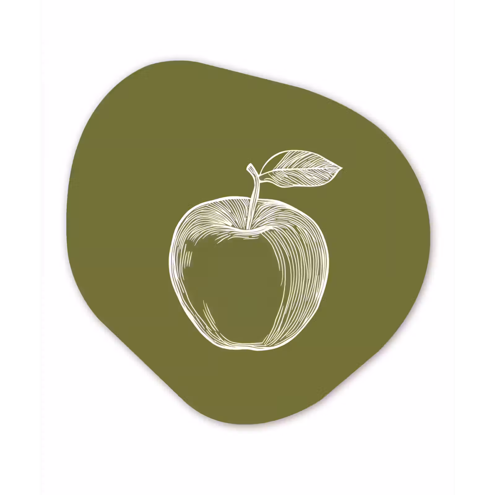 Organische vorm - schilderij - Aluminium - Lijntekening - Appel - Olijfgroen - Blaadje — 1