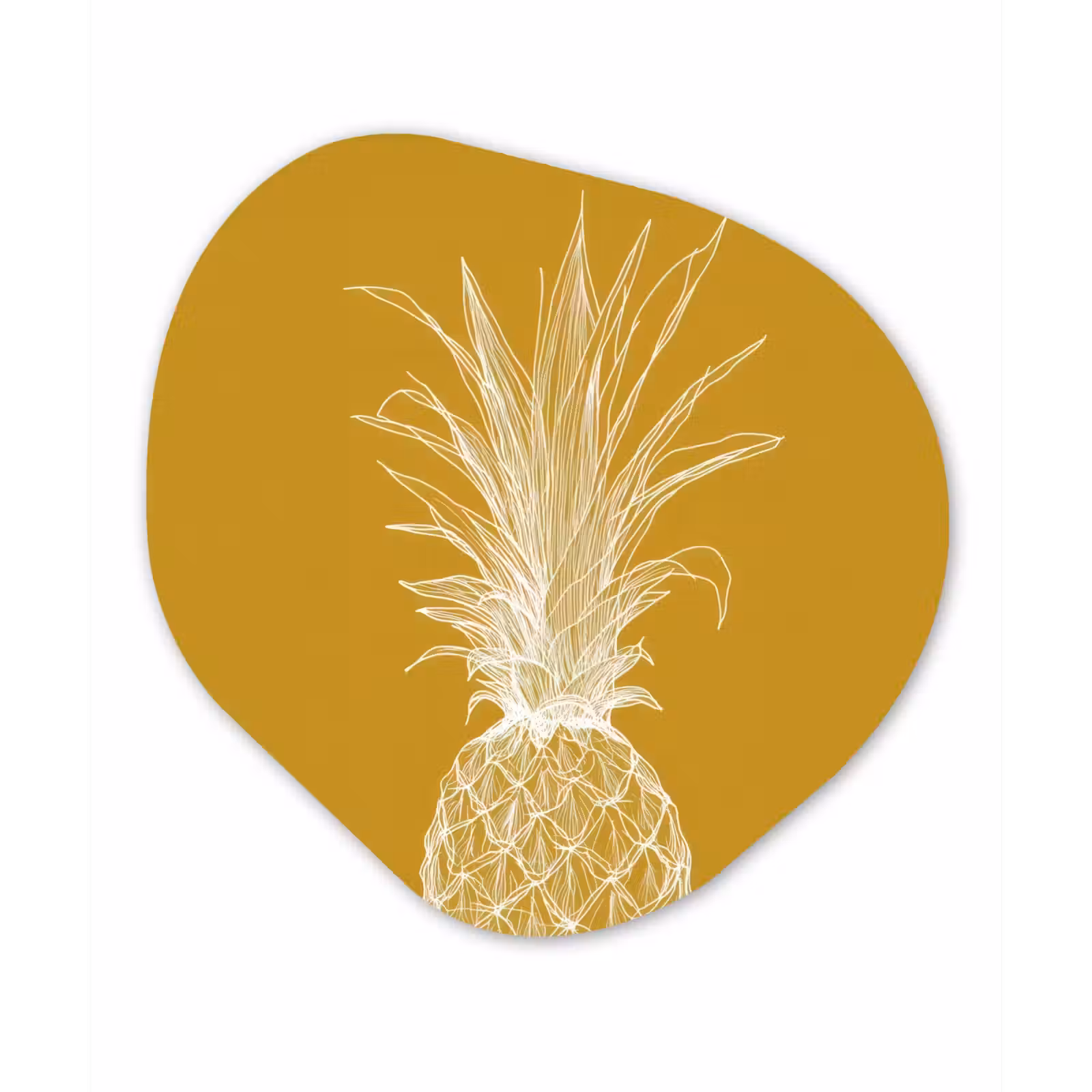 Organisch schilderij – Lijnillustratie - Ananas - Bladkroon - Okergeel — 1