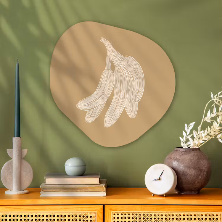 Organische vorm - schilderij - Aluminium - Bananen - Beige - Lijntekening - Minimalistisch — 2