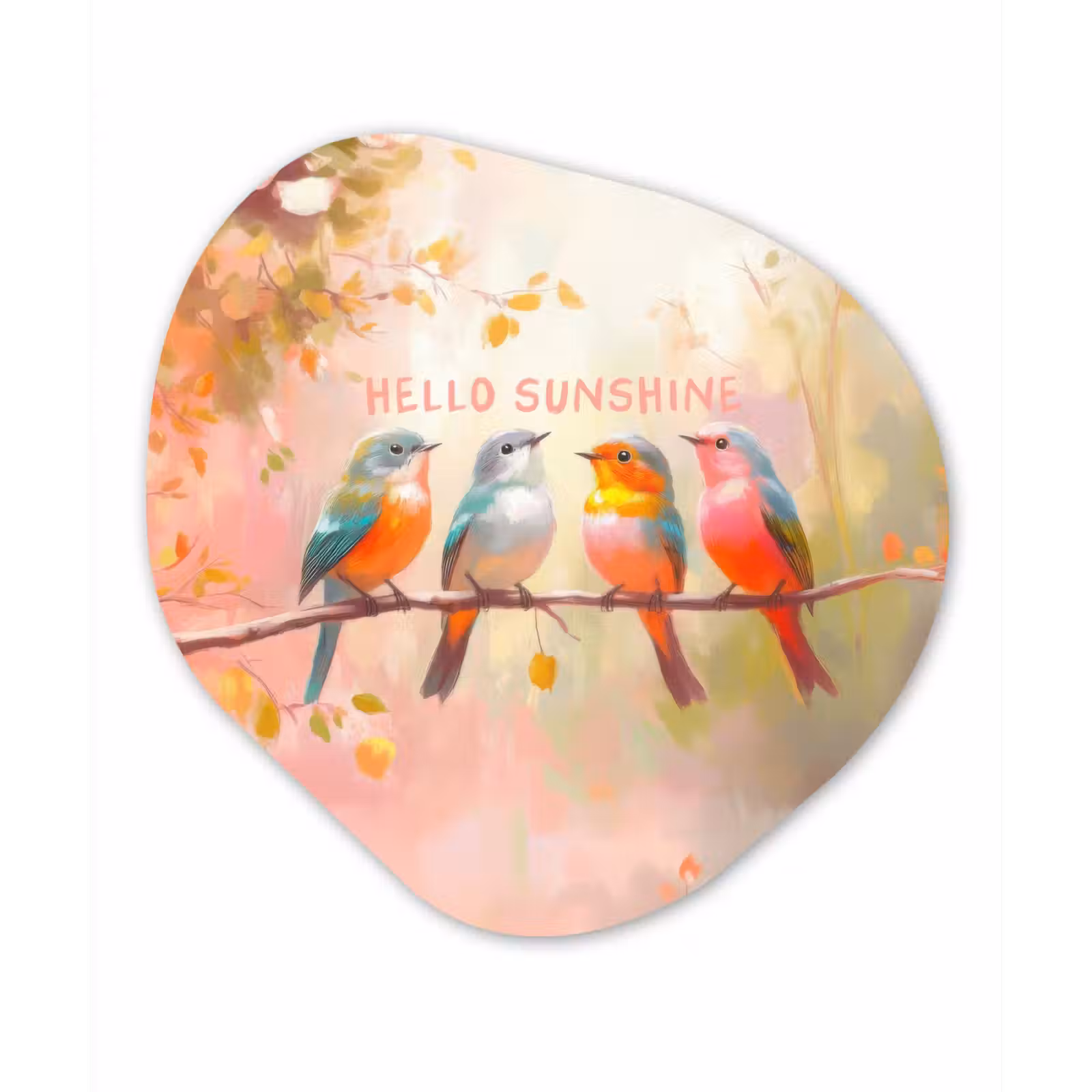 Organische vorm - schilderij - Aluminium - Vogels - Tak - Quote - Roze — 1