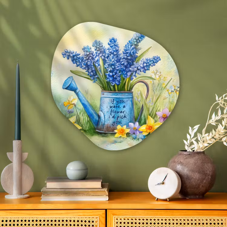 Organische vorm - schilderij - Aluminium - Lavendelbloemen - Quote - Gieter — 2