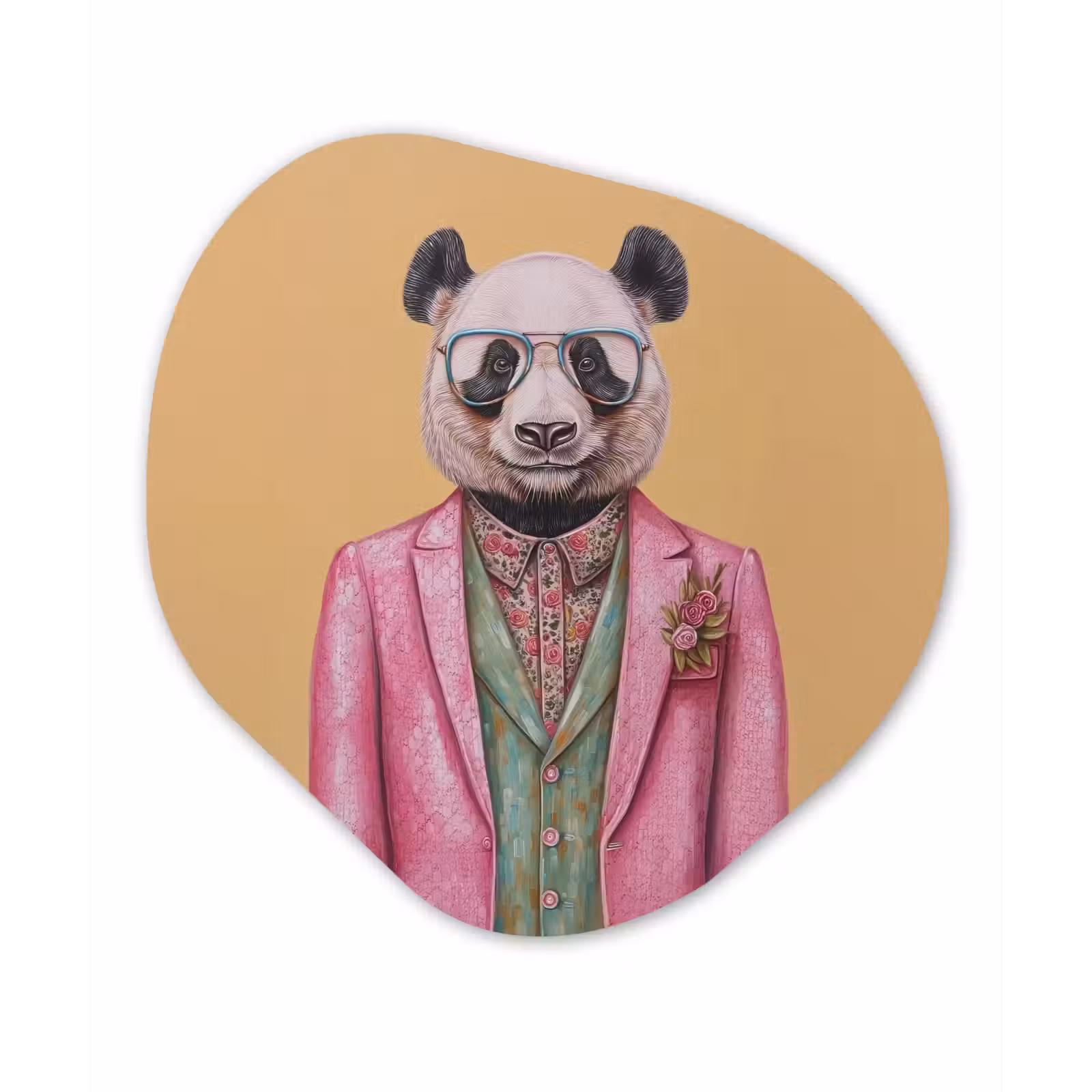 Organische vorm - schilderij - Aluminium - Panda - Pak - Zonnebril - Blauw — 1