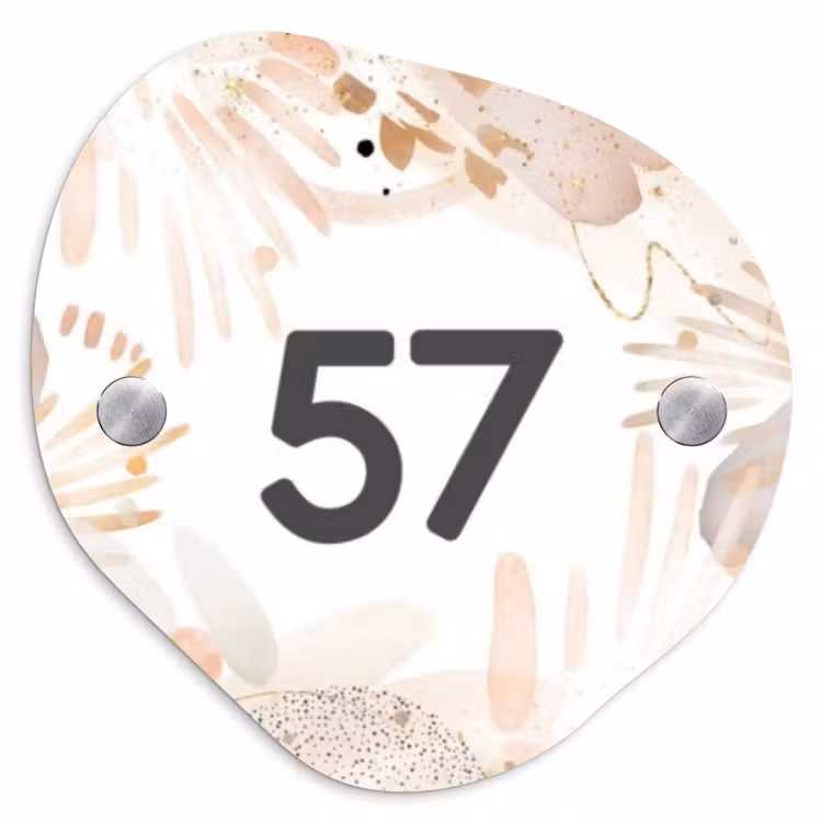 Naambordje voordeur - Organisch - Abstract beige - Traditioneel — 1
