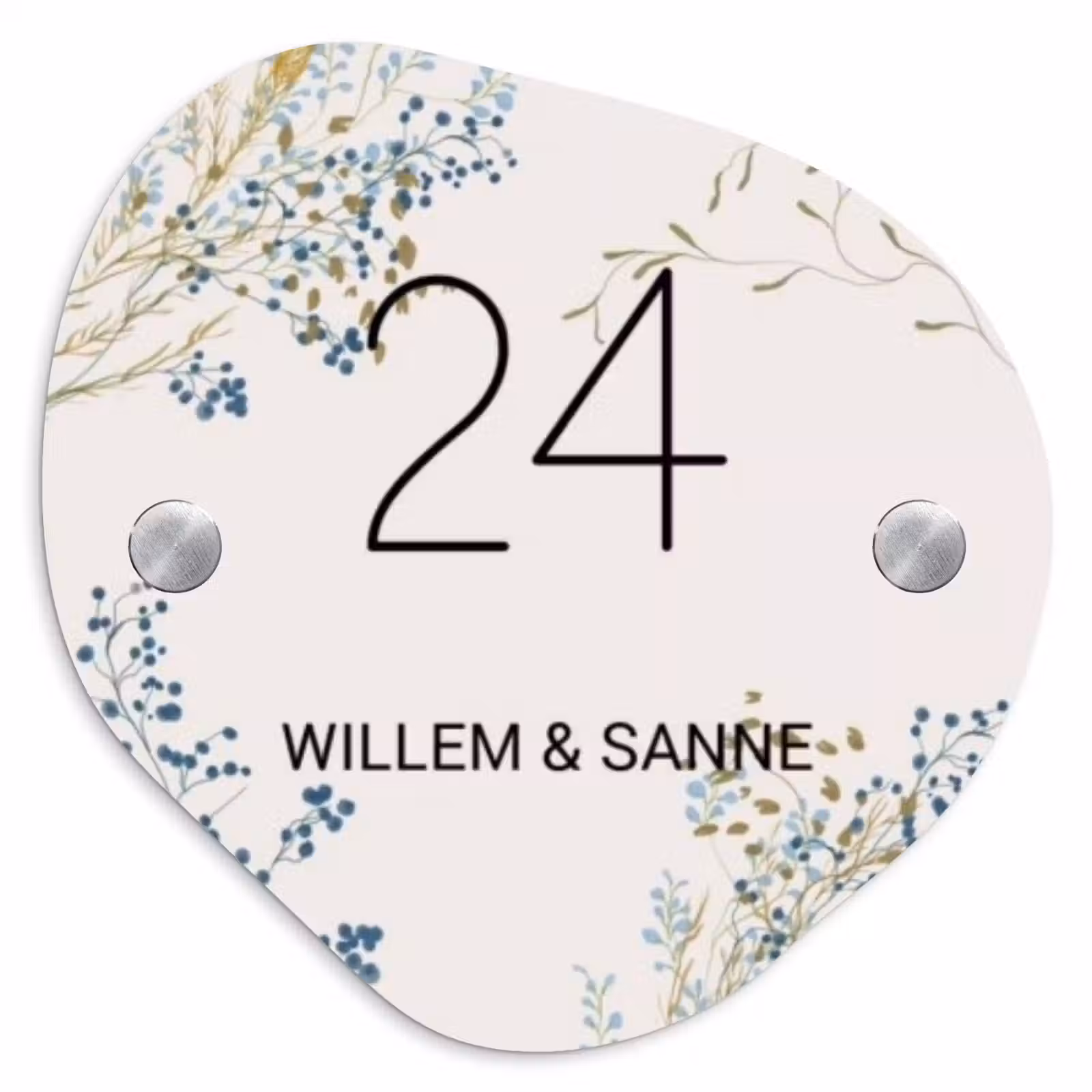 Naambordje voordeur - Organisch - Bloemen - Beige - Klassiek — 1