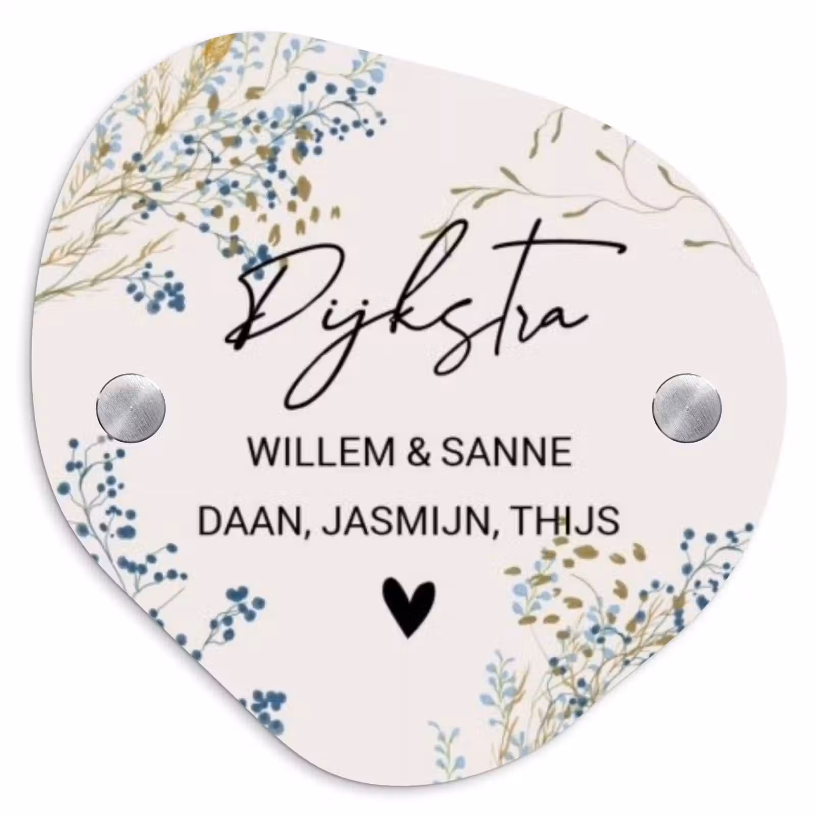 Naambordje voordeur - Organisch - Bloemen - Beige - Sierlijk — 1