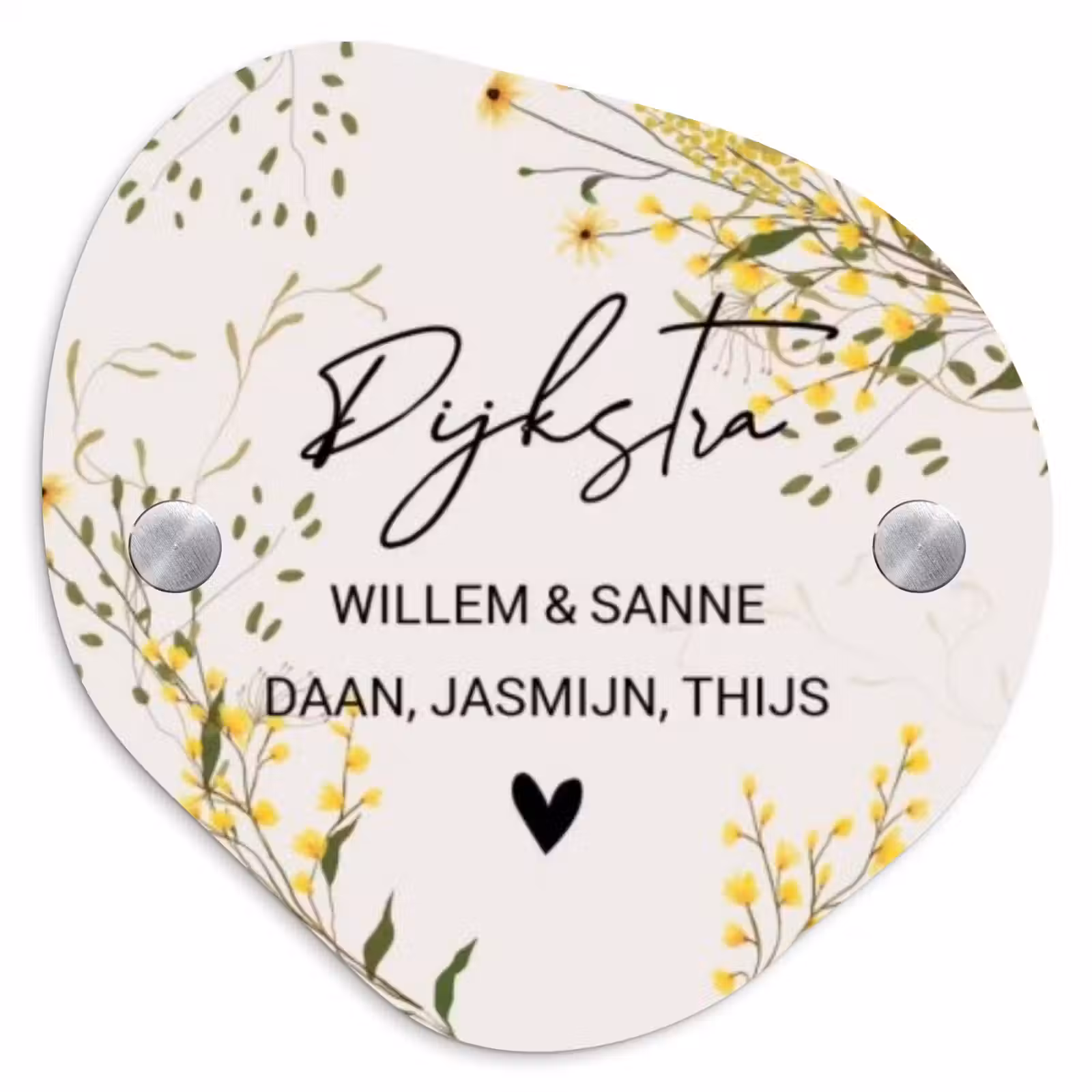 Naambordje voordeur - Organisch - Gele bloemen - Sierlijk — 1