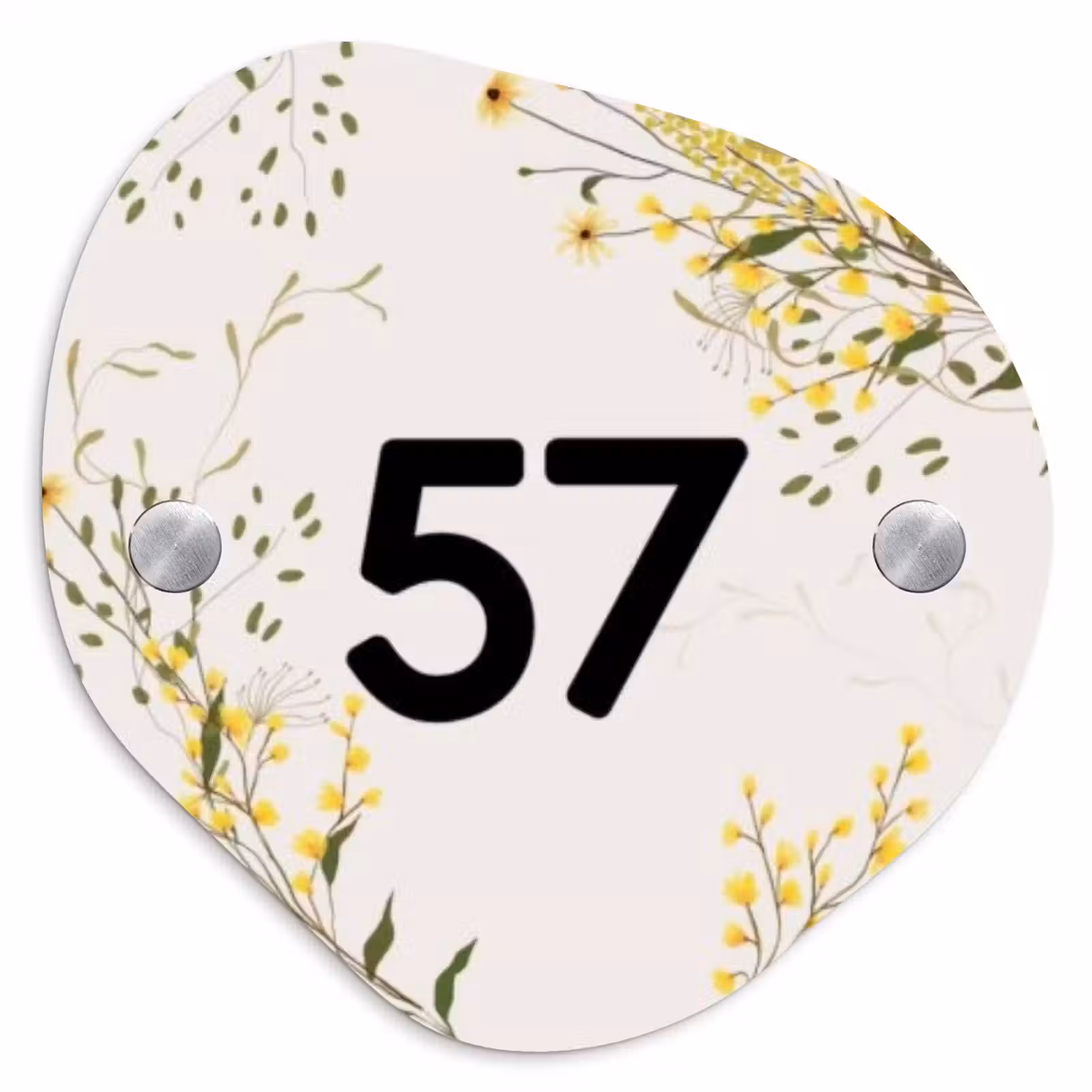 Naambordje voordeur - Organisch - Gele bloemen - Traditioneel — 1