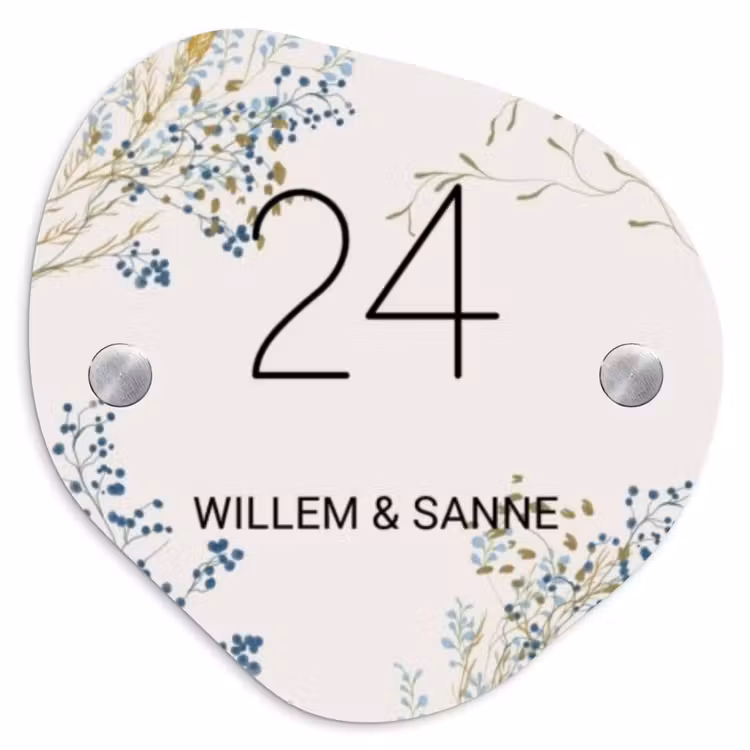 Naambordje voordeur - Organisch - Bloemen - Beige - Klassiek — 1