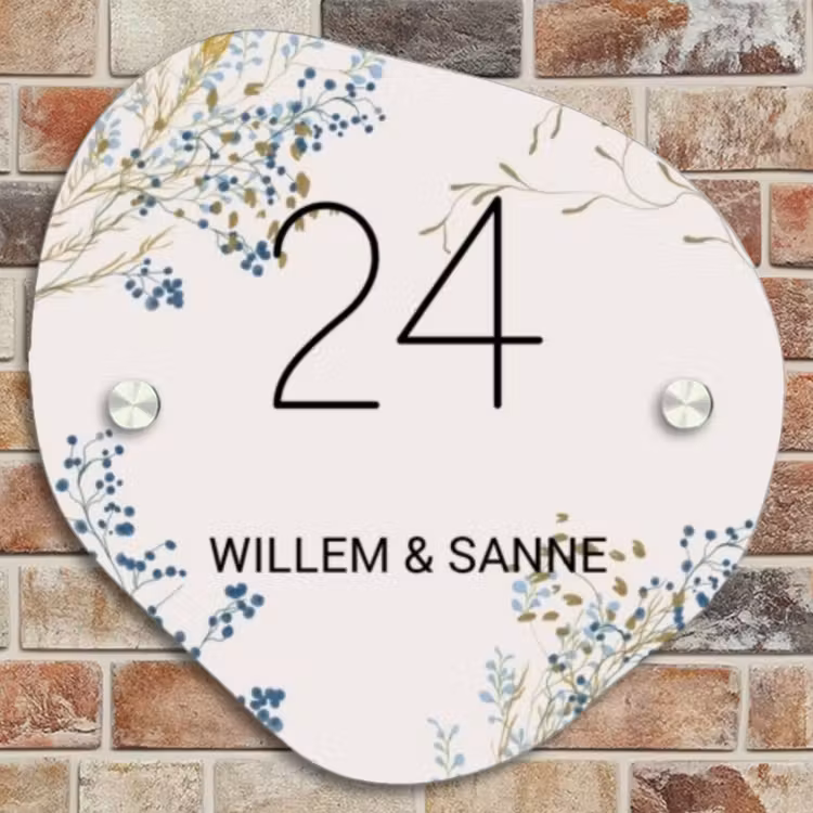 Naambordje voordeur - Organisch - Bloemen - Beige - Klassiek — 4