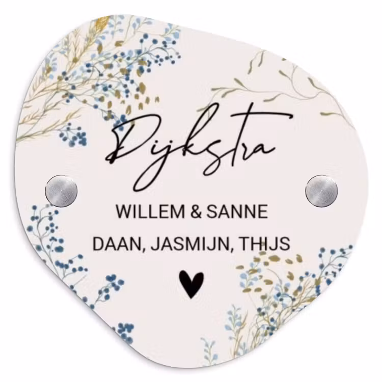 Naambordje voordeur - Organisch - Bloemen - Beige - Sierlijk — 1