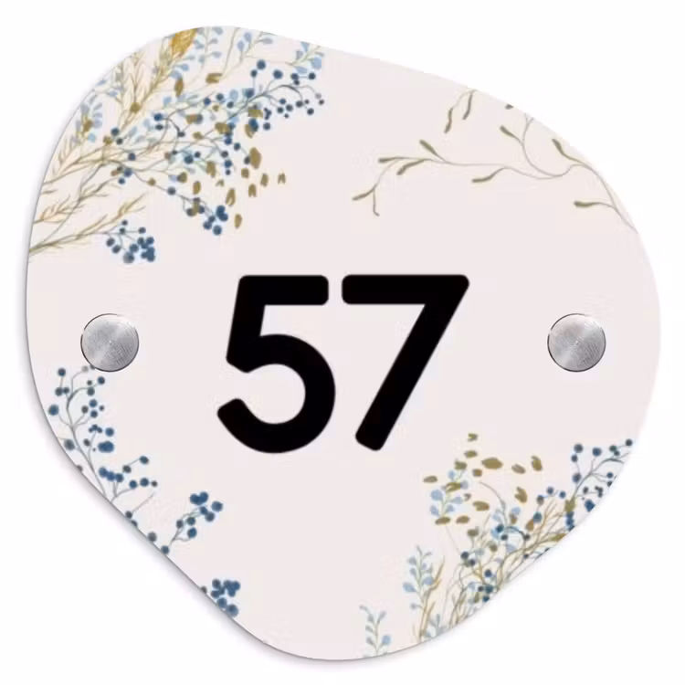 Naambordje voordeur - Organisch - Bloemen - Beige - Traditioneel — 1