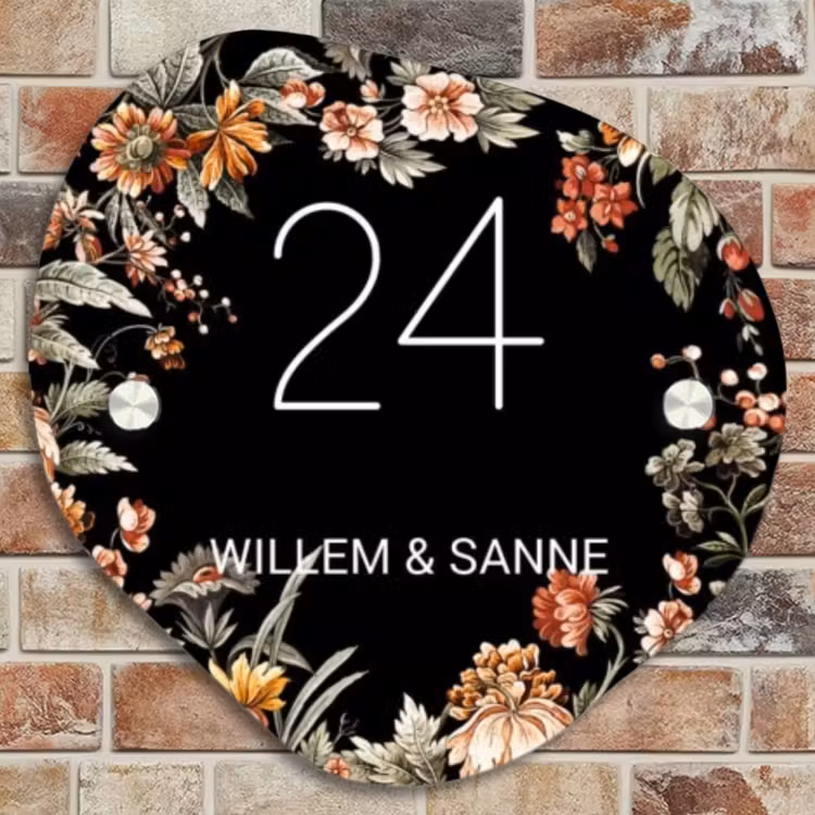 Naambordje voordeur - Organisch - Bloemen - Zwart - Klassiek — 4