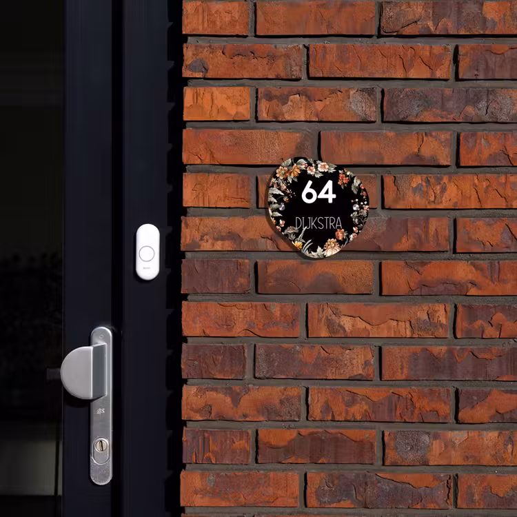 Naambordje voordeur - Organisch - Bloemen - Zwart - Modern — 2