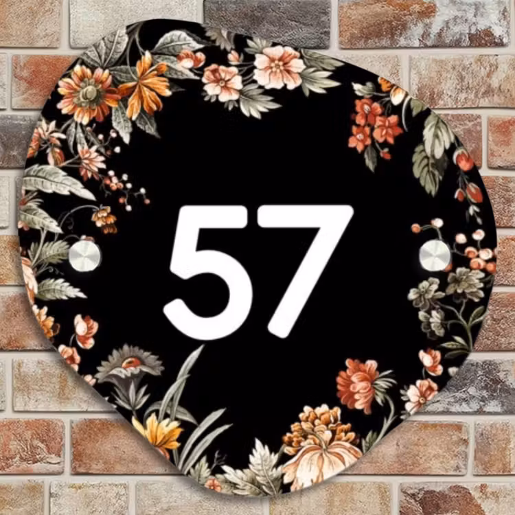 Naambordje voordeur - Organisch - Bloemen - Zwart - Traditioneel — 4